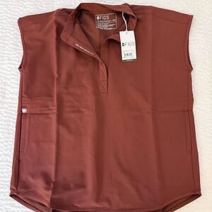 FIGS Rafaela Oversized Scrub Top XXS Walnut color